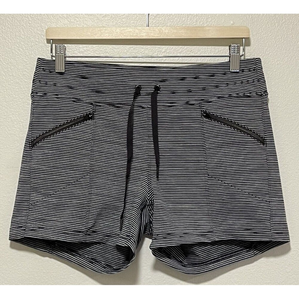 Athleta Black and White Athletic Shorts with Modern Design